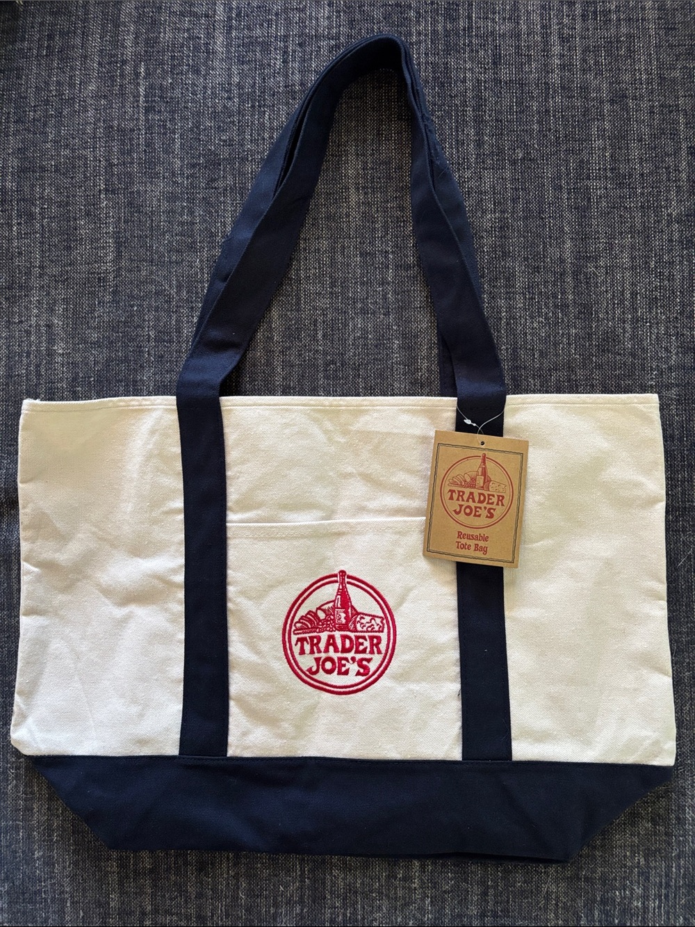 NWT Trader Joe’s big navy blue tote bag